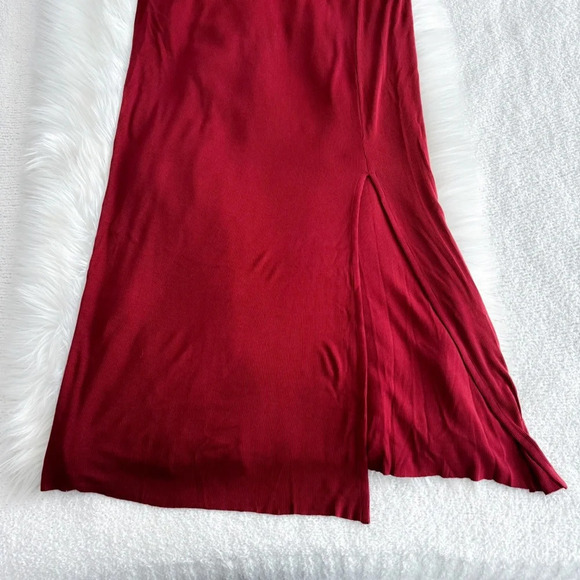 L Space Robyn Midi Dress Red Burgundy Slit Sleeveless Ribbed V-neck - Picture 8 of 12